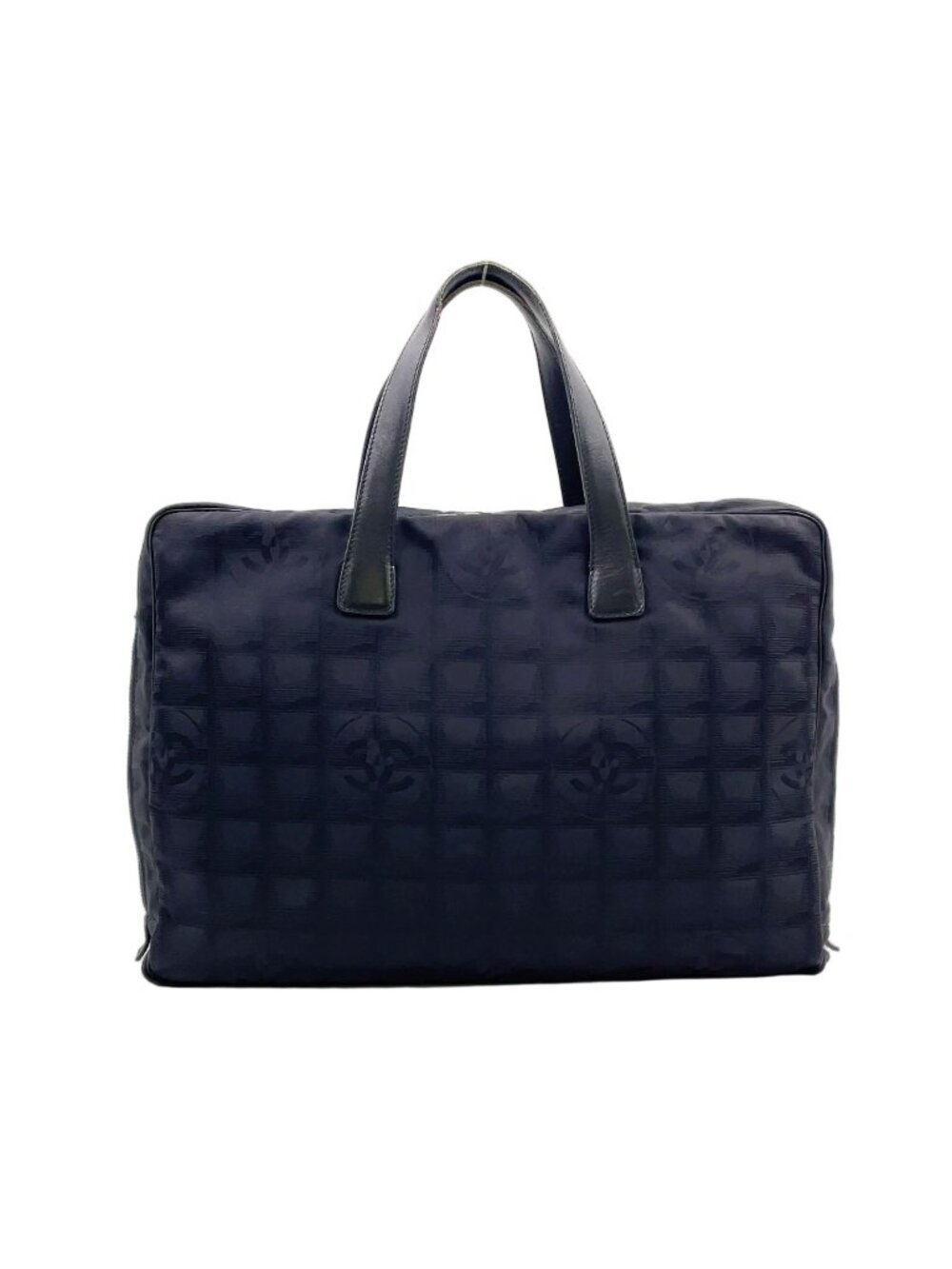 Chanel New Travel Line Briefcase Leather Nylon Black Business Gold